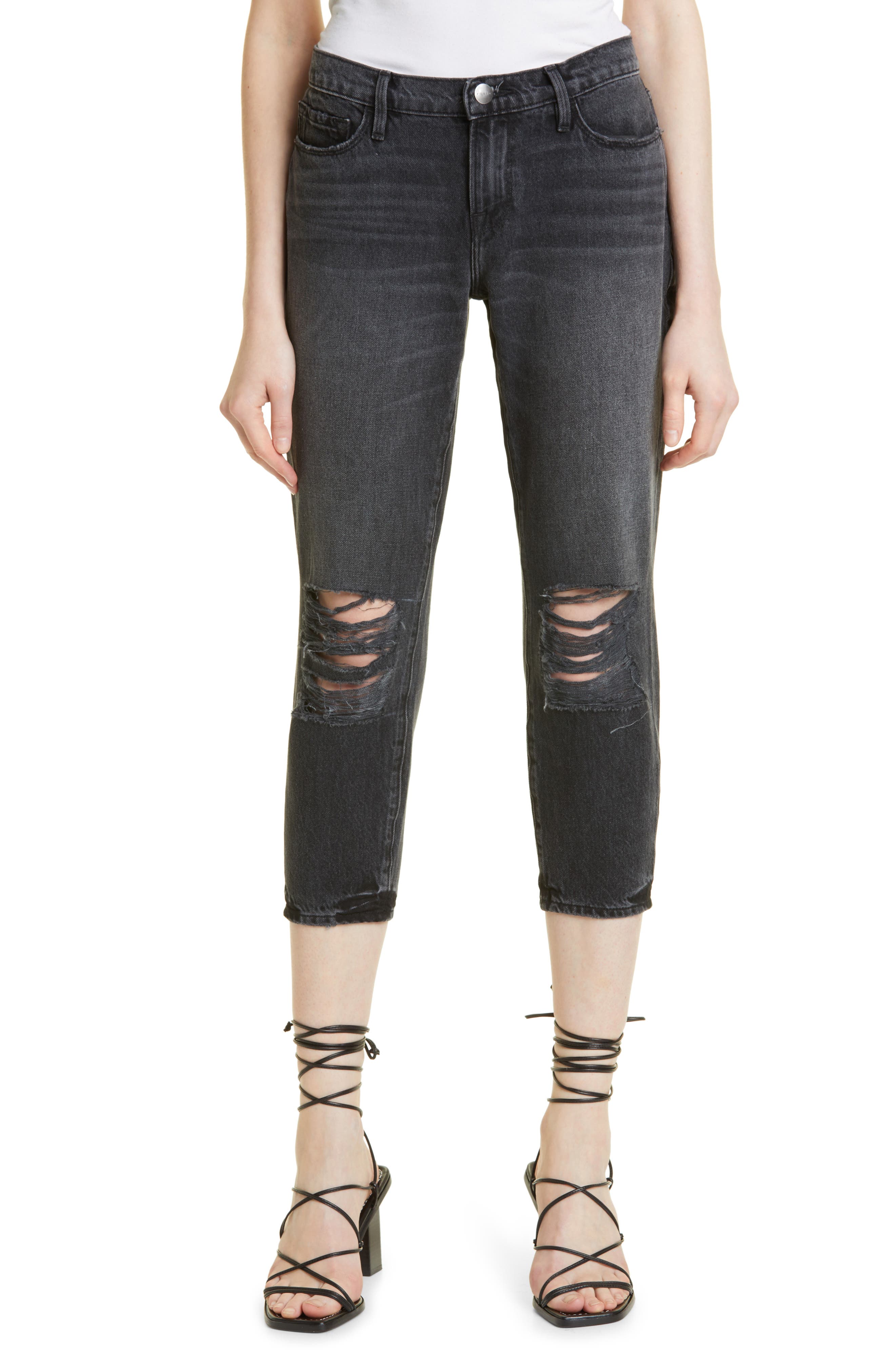 frame le garcon distressed boyfriend jeans