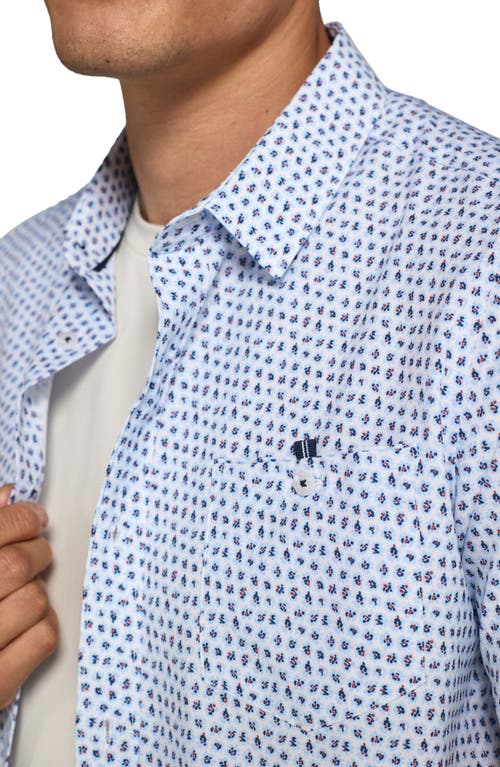 7 Diamonds Leandro Floral Short Sleeve Performance Button-up Shirt In Light Blue