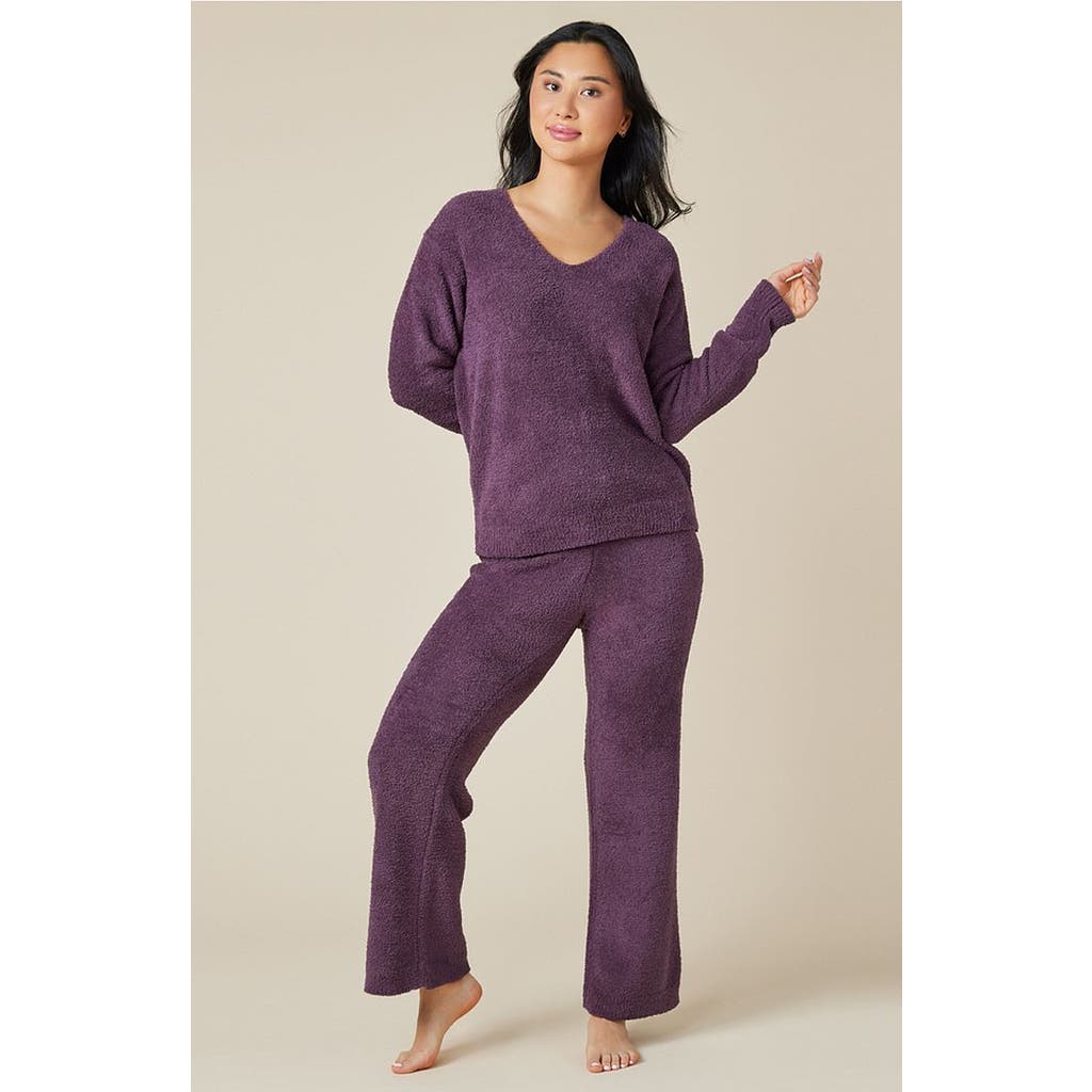 Softies Solid Marshmallow V-neck Lounge Set In Fig