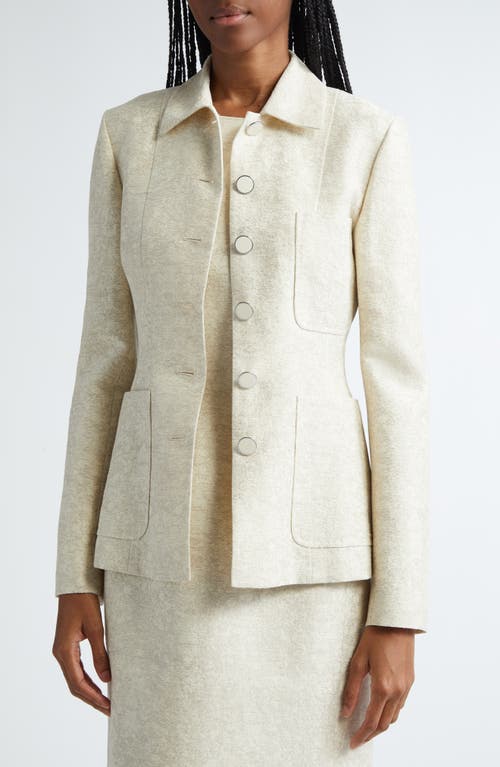 Shop Lafayette 148 New York Three Pocket Textured Jacquard Jacket In Plaster Multi