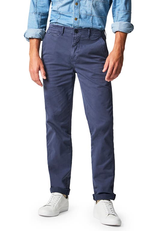 Flat Front Strech Cotton Chinos in Carbon Blue