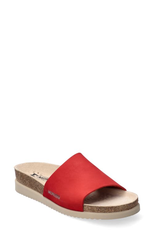 Hanik Slide Sandal in Red Sandalbuck Leather