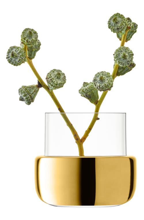 Shop Lsa Aurum Vase In Clear/gold