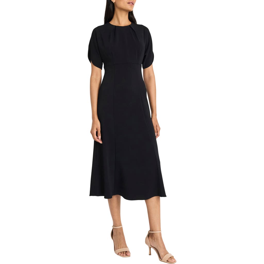Maggy London Tulip Sleeve Fit & Flare Midi Dress in Black