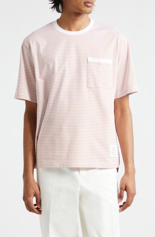 Thom Browne Stripe Oversize Cotton T-Shirt Orange at Nordstrom,