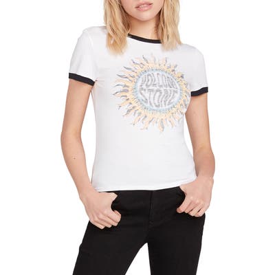 Volcom Go Faster Graphic Ringer Tee, White