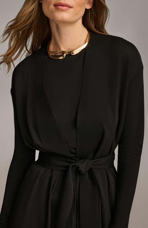 Donna Karan New York Tie Waist Long Cardigan In Black