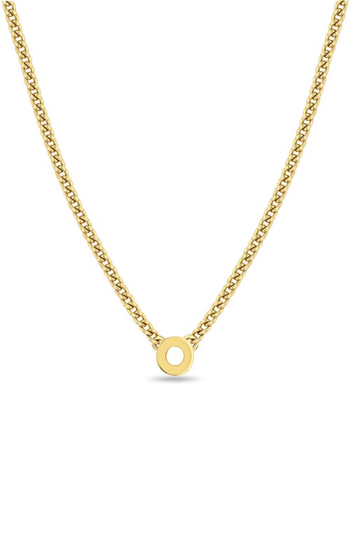 Zoë Chicco Curb Chain Initial Pendant Necklace in Yellow Gold-O at Nordstrom, Size 16