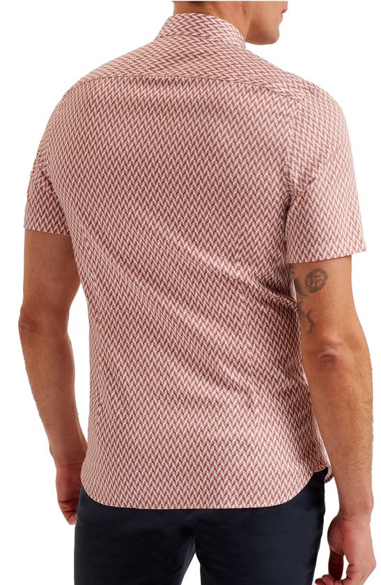Shop Ted Baker Lacesho Geo Print Stretch Cotton Button-up Shirt In Mid Pink