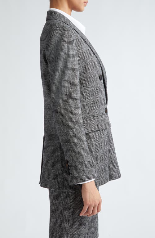 Shop Max Mara Studio Ettore Glen Plaid Double Breasted Knit Jacket In Medium Grey