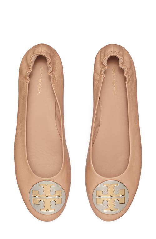 Shop Tory Burch Claire Ballet Flat In Light Sand/gold/silver