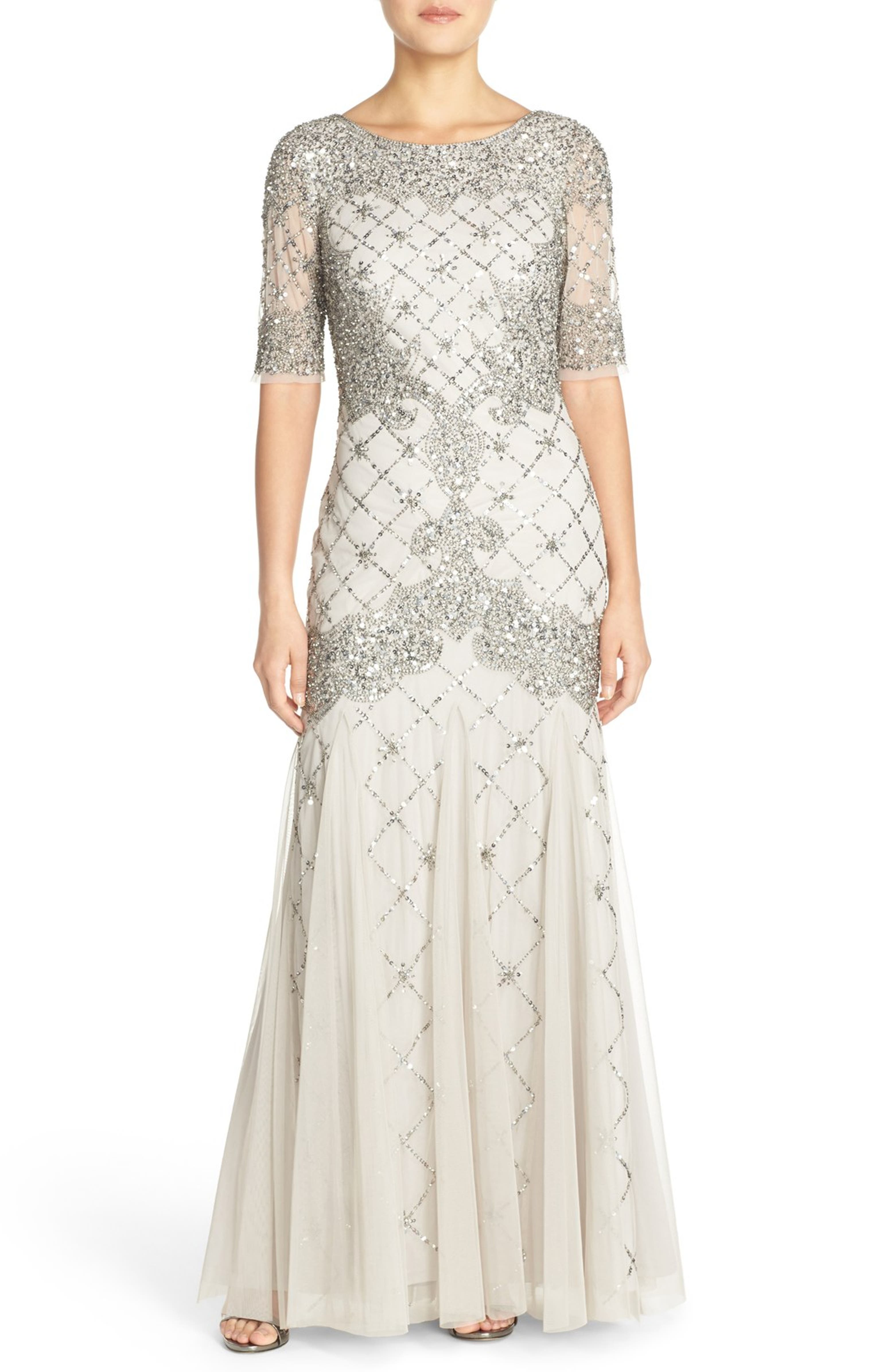 Adrianna Papell Embellished Mesh Gown | Nordstrom