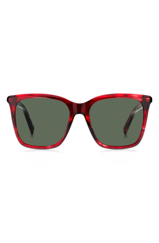 Givenchy 56mm Gradient Rectangle Sunglasses In Red Horn/ Green