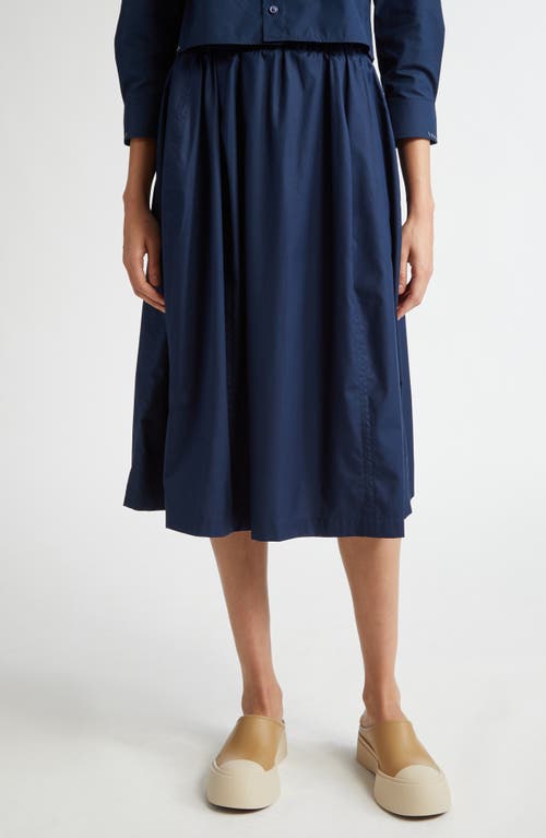 Shop Marni Organic Cotton Poplin Midi Skirt In Light Navy