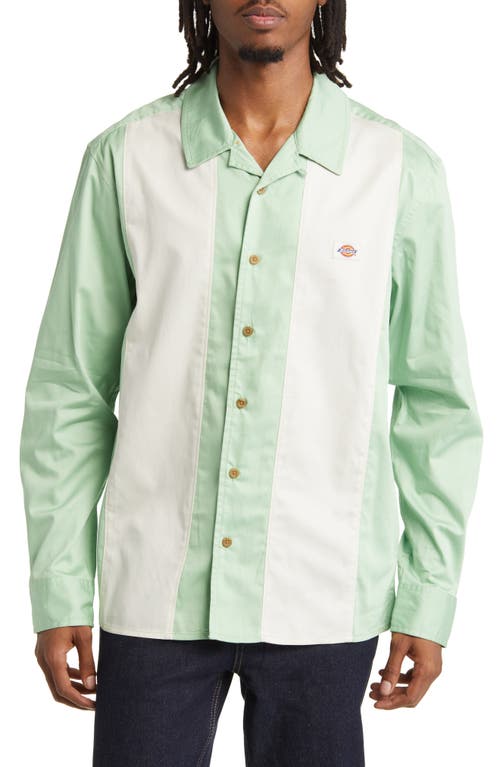 Dickies Westover Colorblock Stripe Cotton Button-Up Shirt in Quiet Green at Nordstrom, Size Large