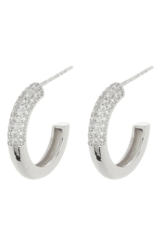 Shop Nordstrom Rack Pavé Cubic Zirconia Hoop Earrings In Clear- Silver