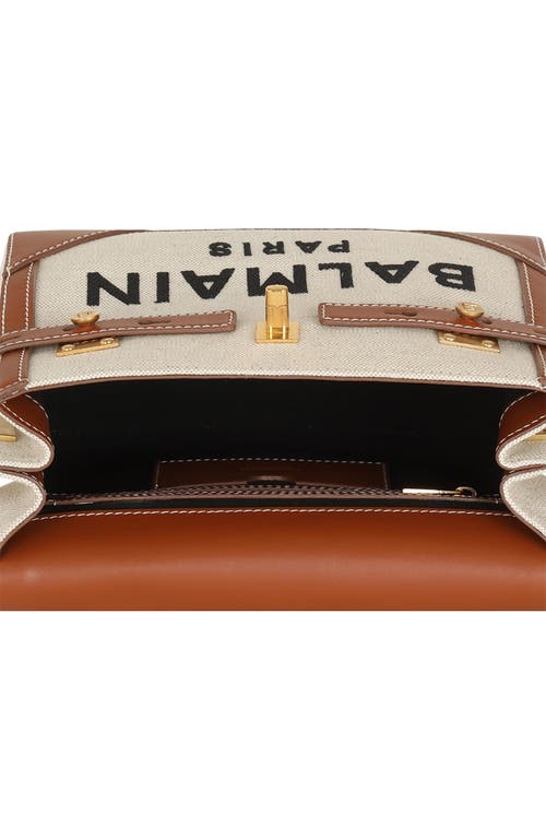 Balmain B-buzz 23 Canvas & Leather Top Handle Bag In Gem Natural/brown