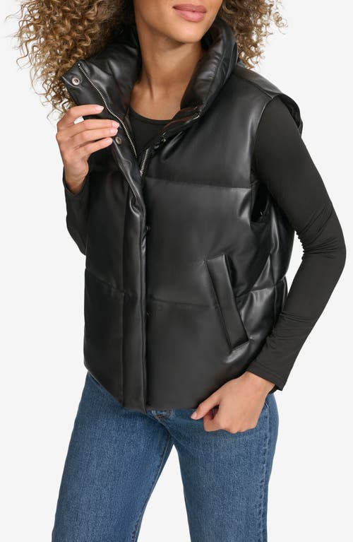 Shop Levi's Faux Leather Puffer Vest In Black