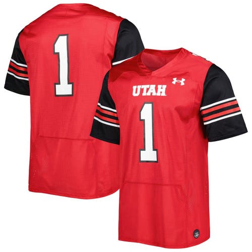 Men's Under Armour #1 Red Utah Utes Team Wordmark Replica Football Jersey