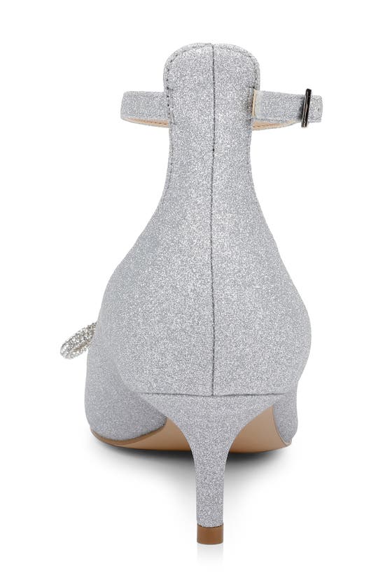 Jewel Badgley Mischka Geranium Pointed Toe Kitten Heel Pump In Silver