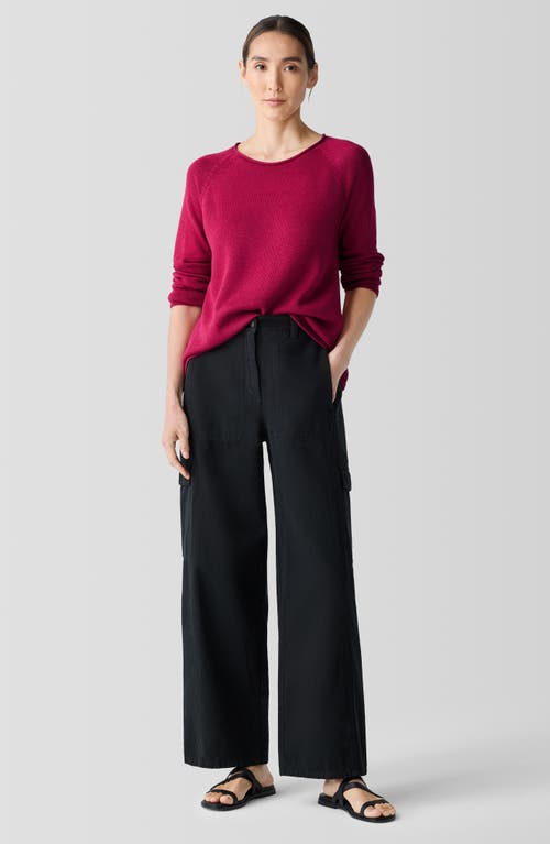 Eileen Fisher Raglan Sleeve Organic Cotton Blend Sweater In Azalea
