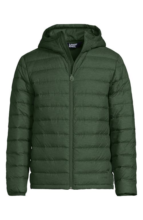 Shop Lands' End Wanderweight Ultralight Packable Hooded Down Jacket In Estate Green Heather