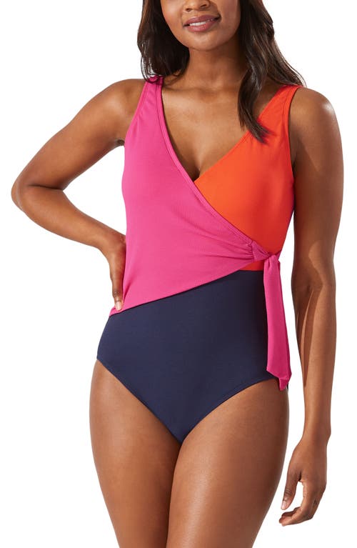 Colorblock Scoop Back One-Piece Swimsuit in Passion Pink