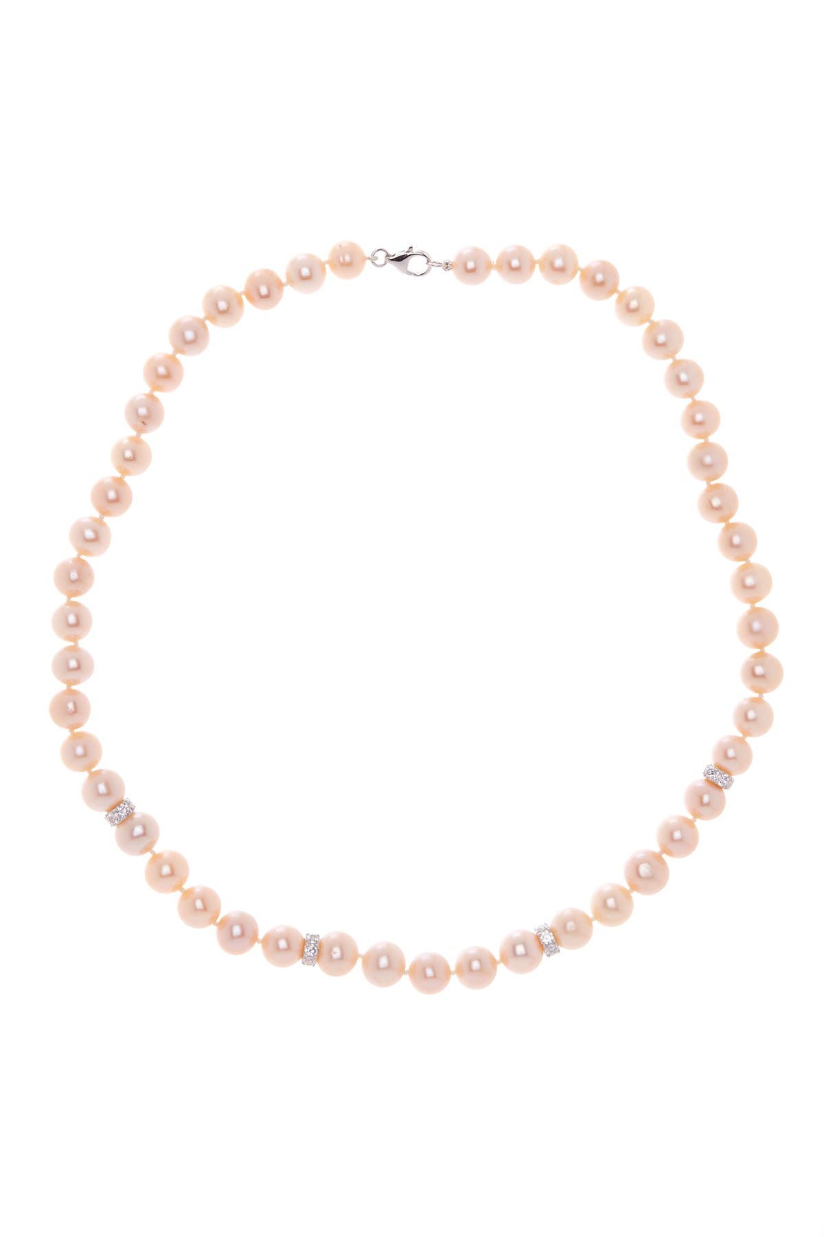 K112405 4 Strands 18" White Rice Pearl Necklace CZ Pendant 