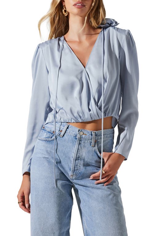 ASTR the Label Lovisa Long Sleeve Faux Wrap Top Powder Blue at Nordstrom,