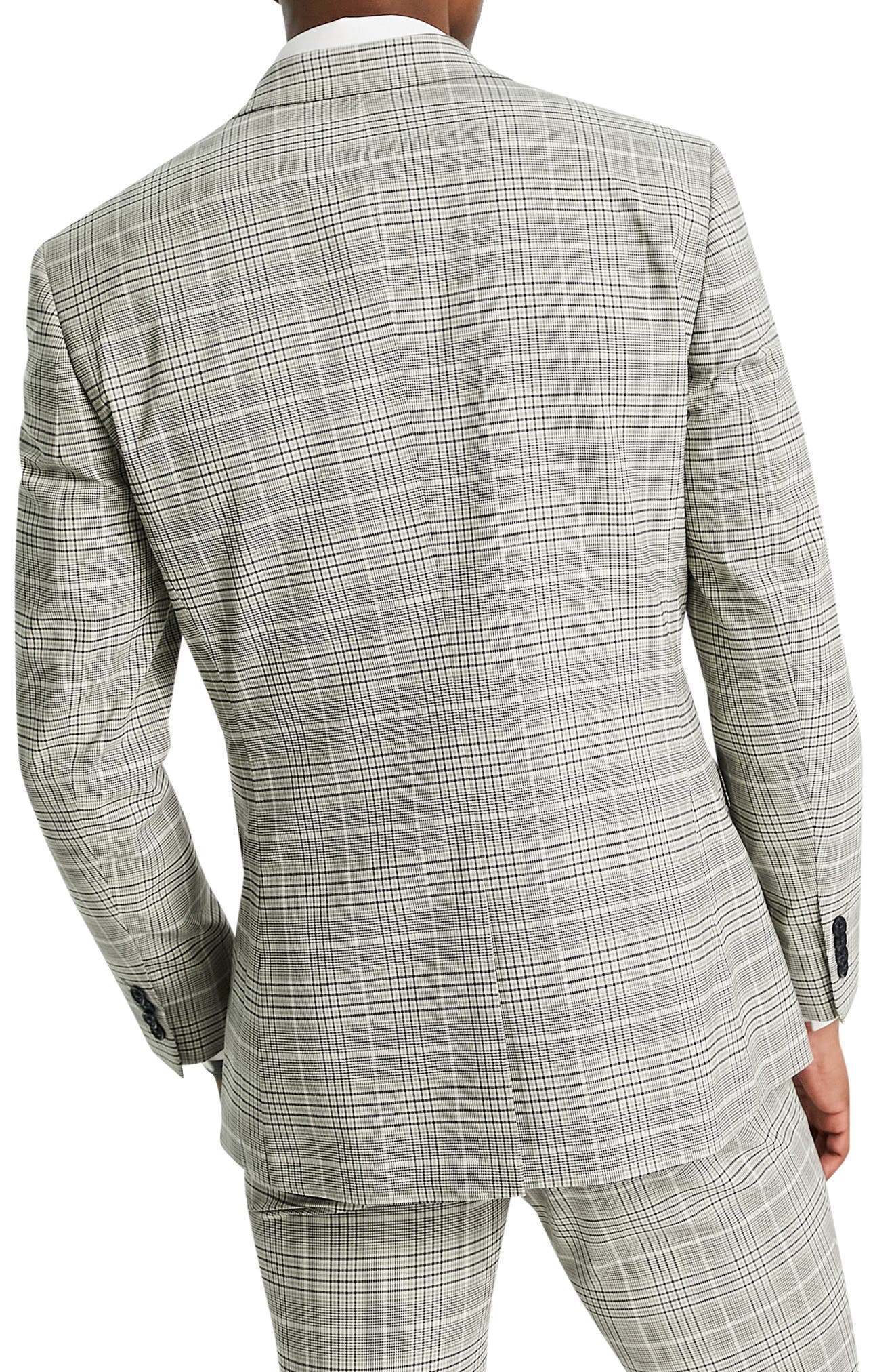 Grey Plaid Double Breasted Suit Jacket 
