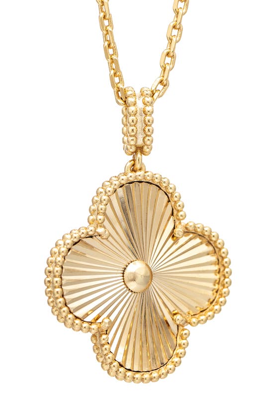 Rivka Friedman Satin Finish Large Clover Pendant Necklace In 18k Gold Clad