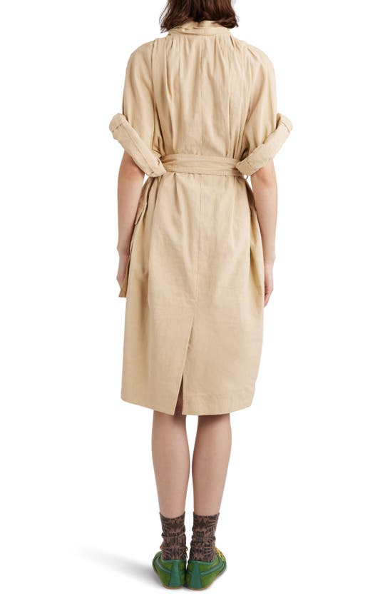 Shop Dries Van Noten Debrasa Cargo Pocket Belted Linen & Cotton Midi Dress In Cream 100