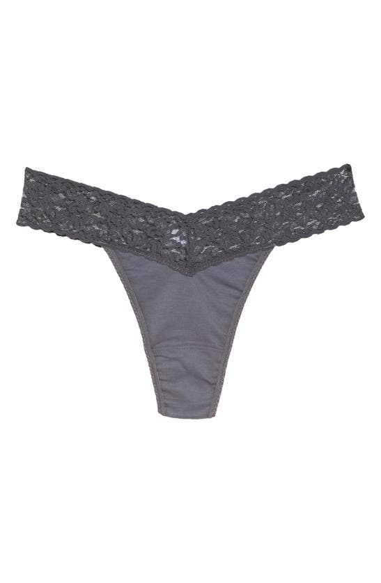 Hanky Panky Stretch Cotton Original Rise Thong In Granite