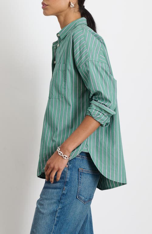 Shop Alex Mill Jo Stripe Cotton Button-up Shirt In Green Stripe