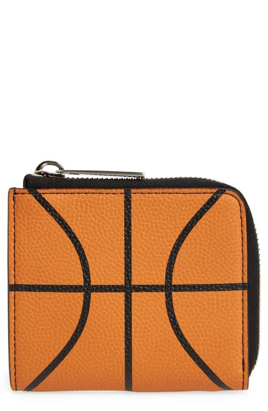 Shop Off-white Basketball Leather Zip Around Wallet In Orange A Black