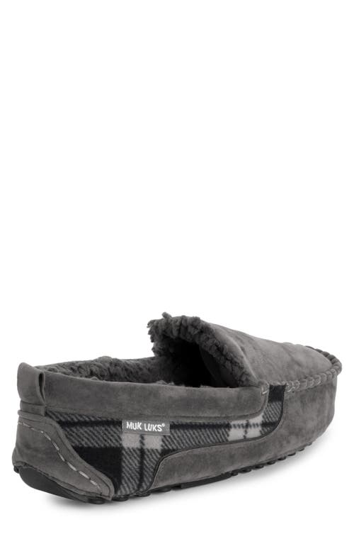 Muk Luks Emmett Mens Faux Fur Slip On Moccasin Slippers In Grey