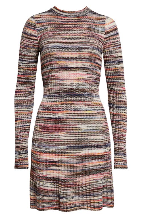 Shop Missoni Space Dye Stripe Long Sleeve Sweater Dress In Multi Red-pink-blu