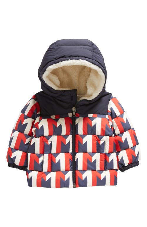 Shop Moncler Kids' Eddie Logo Print Puffer Jacket In Red/blue/white