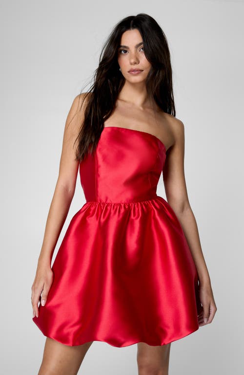 Nasty Gal Strapless Satin Bubble Minidress In Red
