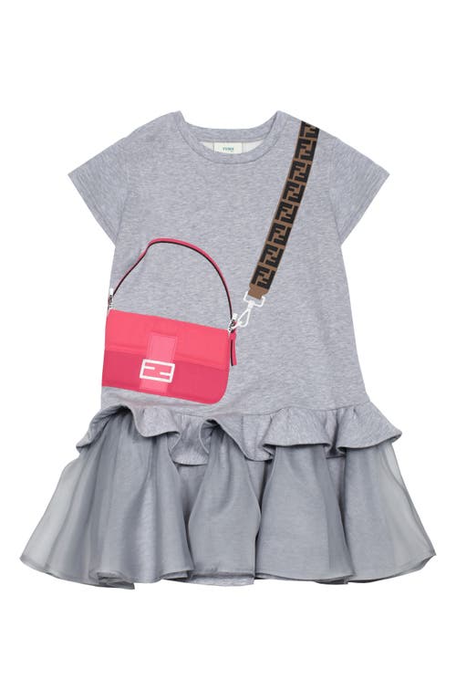 Fendi Kids' Bag Print Short Sleeve Sweatshirt Dress in Grey