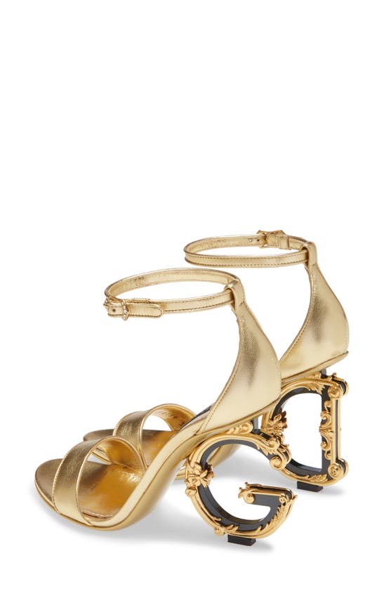 Shop Dolce & Gabbana Keira Baroque Dg Heel Sandal In Gold