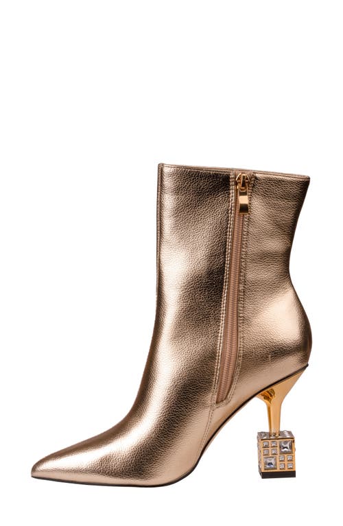 Lady Couture Crown Pointed Toe Bootie In Gold