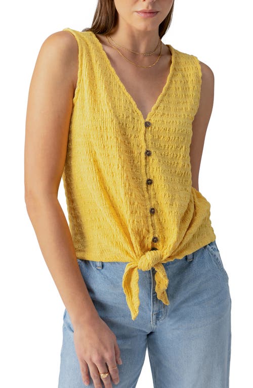 Sanctuary Link Up Crinkle Stripe Tie Hem Sleeveless Top In Yellow