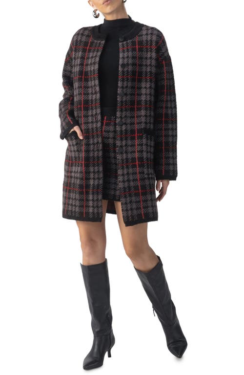 Sanctuary Plaid Long Cardigan in Heather Asphalt 