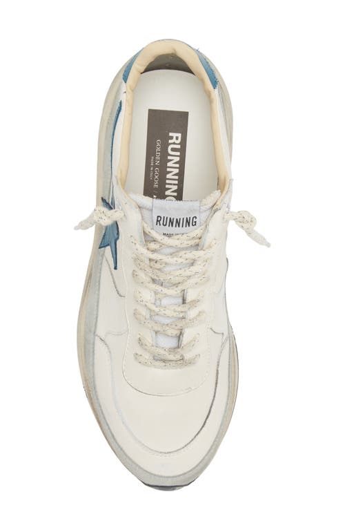 Golden Goose Running Sneakers In White Leather And Fabric In White/petroleum/ice