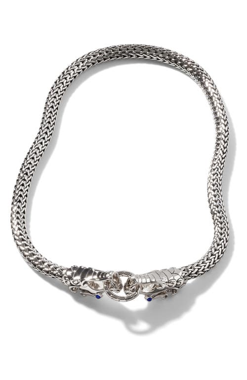 Shop John Hardy Legends Naga Medium Chain Double Dragon Head Necklace In Silver/blue Sapphire