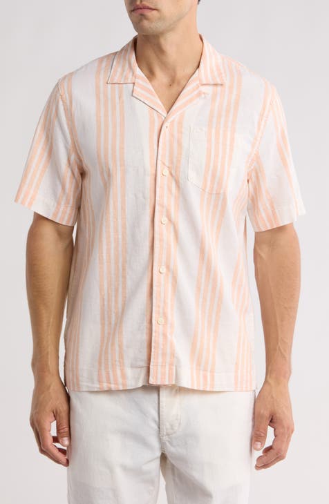 Stripe Linen & Cotton Camp Shirt