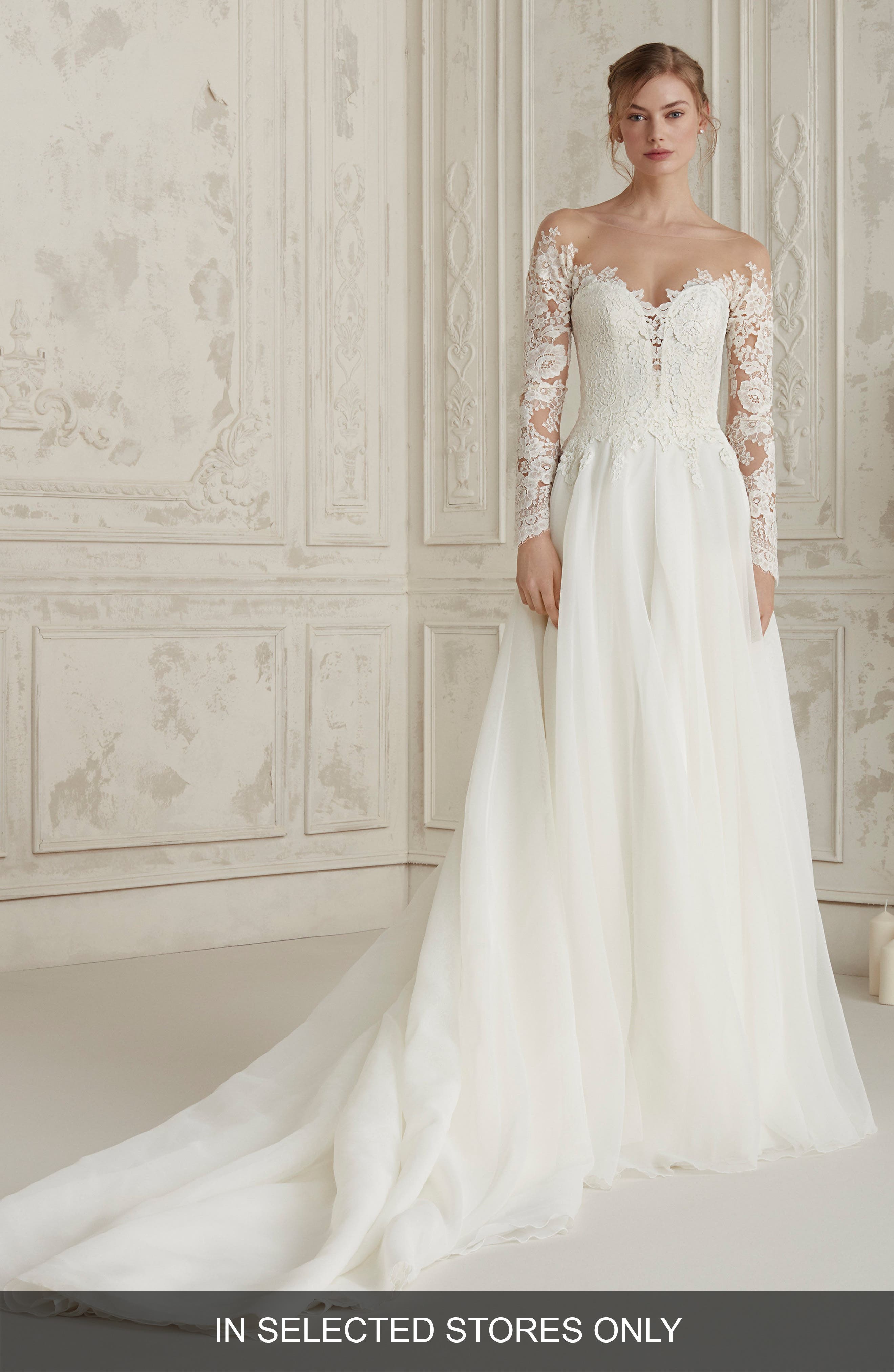 Pronovias Elisea Off The Shoulder Organza Gown, Size IN STORE ONLY - Ivory