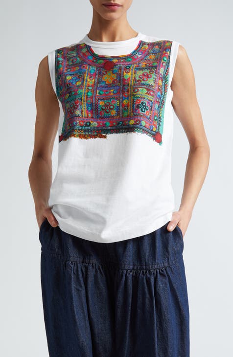 Embroidered Appliqué Sleeveless Top