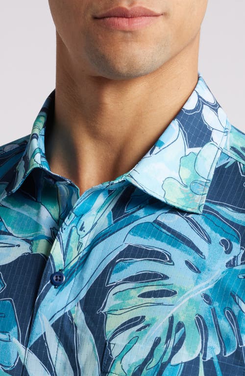 Shop Tommy Bahama Bahama Coast Jungle Haven Islandzone® Short Sleeve Performance Button-up Shirt In Oceanfront